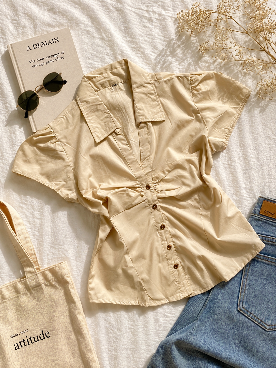Ruched solid shirts