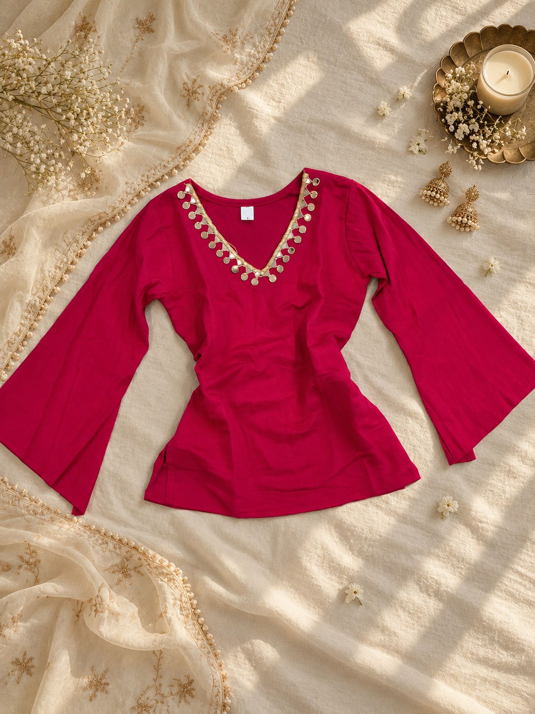 Mirror work solid Kurtis