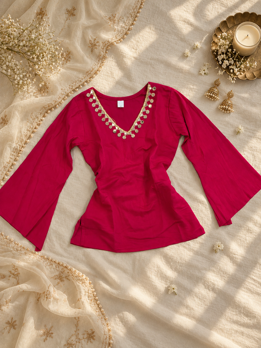 Mirror work solid Kurtis