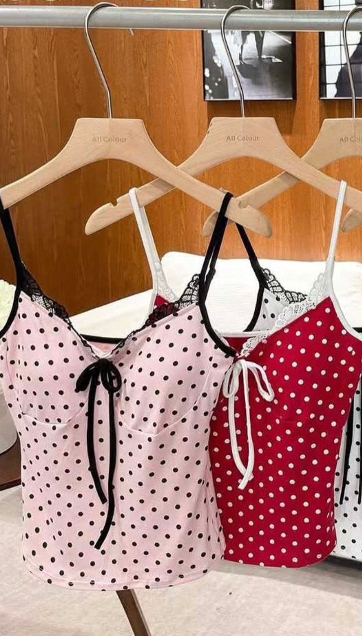 Lacy polka dot camis