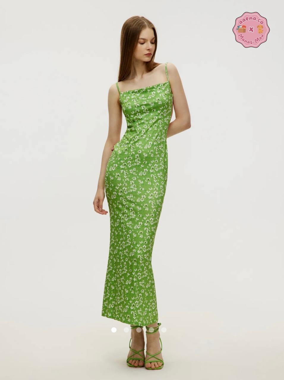 Green backless dress