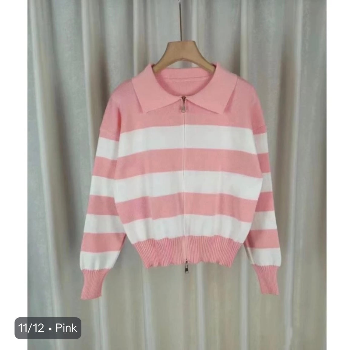 Pastels stripes zipper jacket