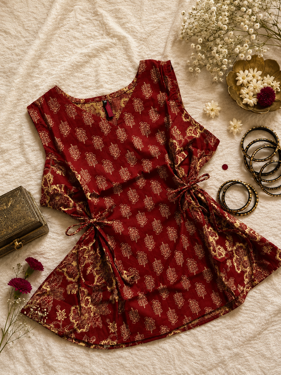 Maroon printed kurti
