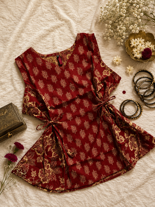 Maroon printed kurti