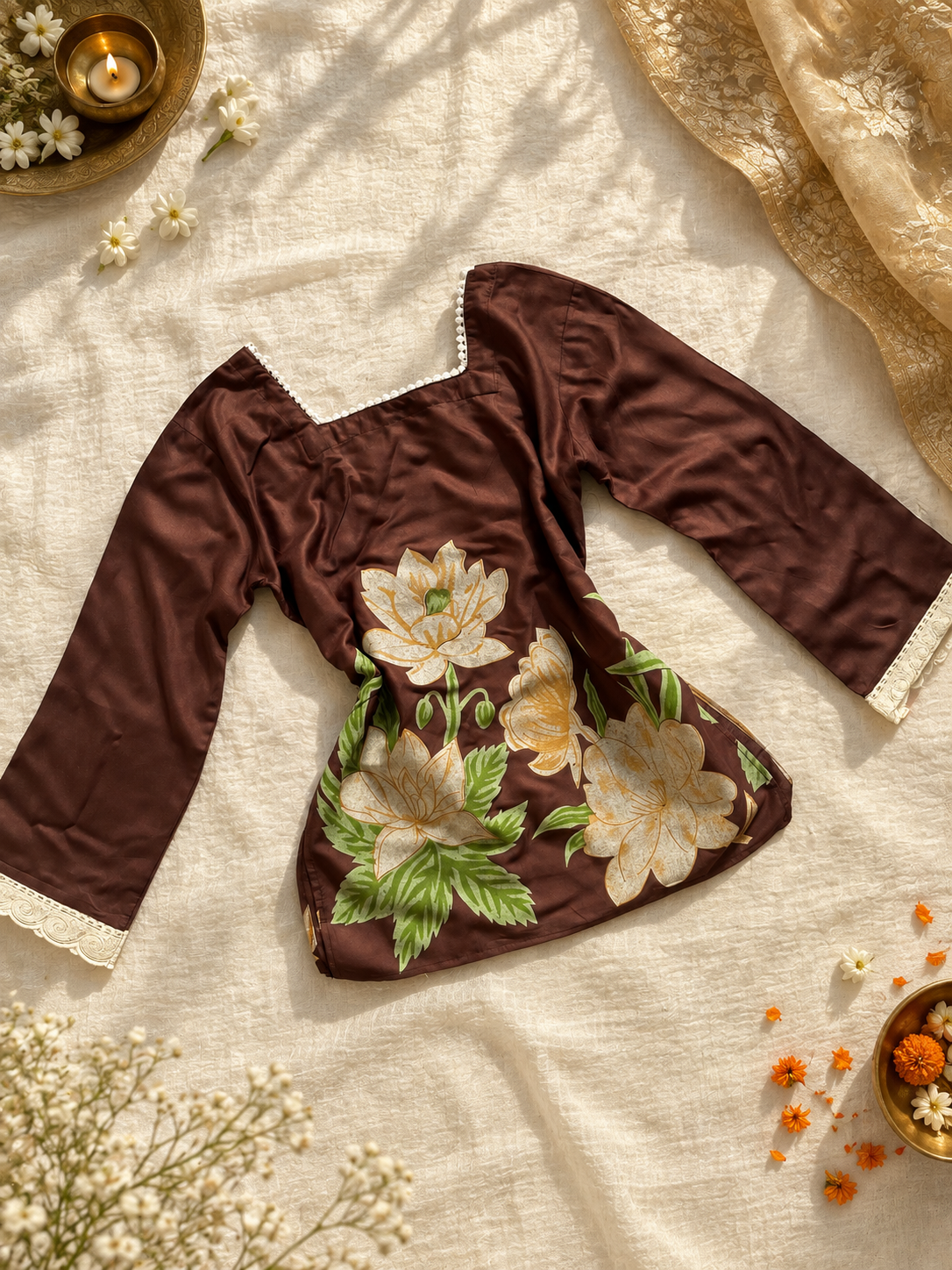 Floral lacy kurtis