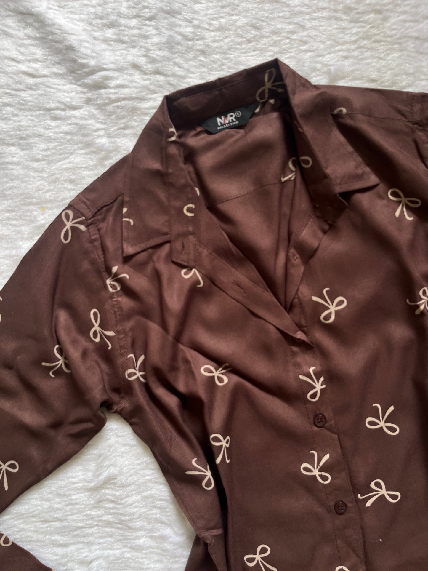 Mocha Brown Bow Shirt