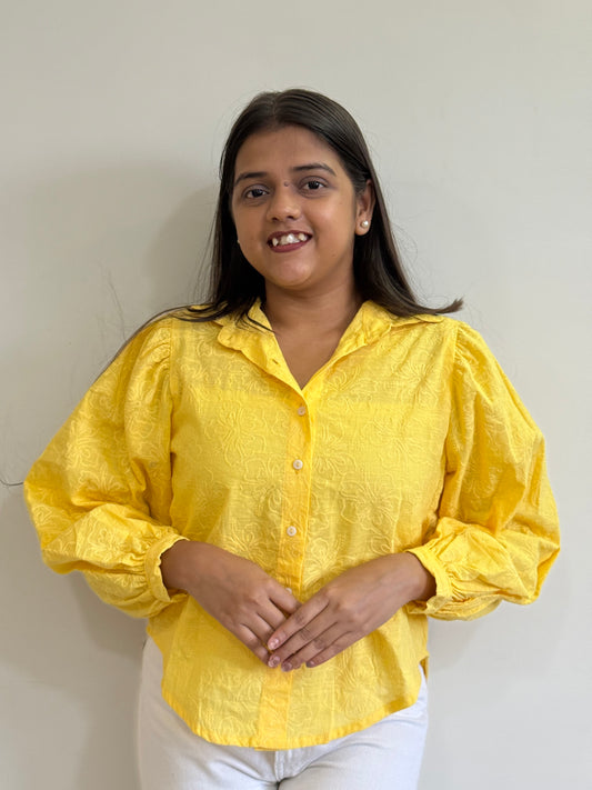 Yellow cutwork shirt