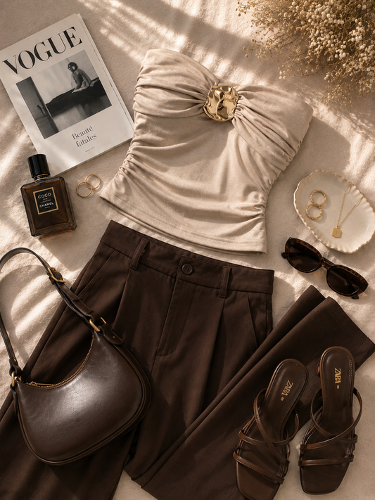 Gold buckle tube tops