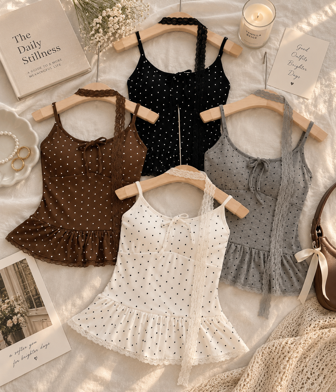 Polka dot padded tops