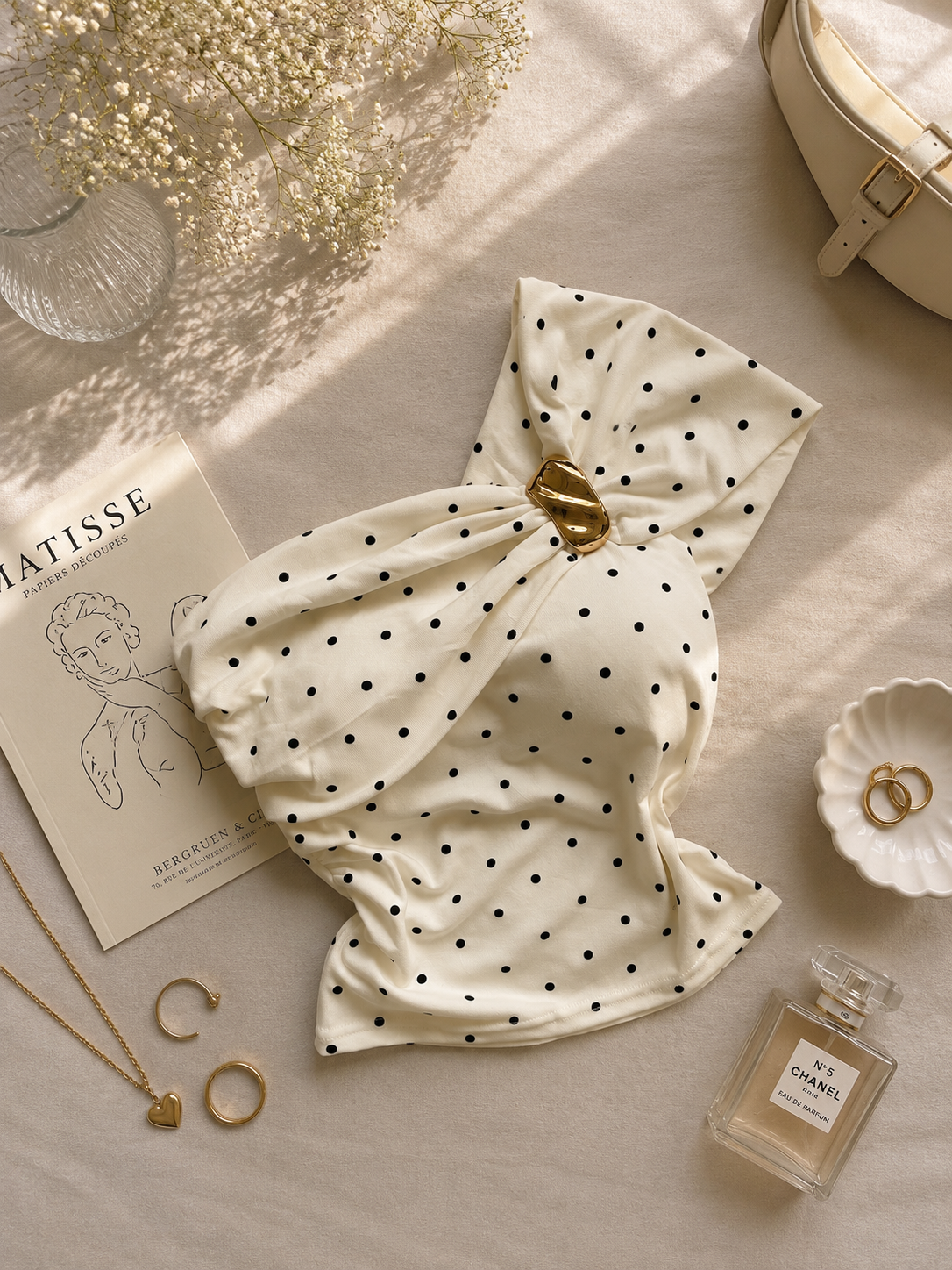 Polka dot buckle tops